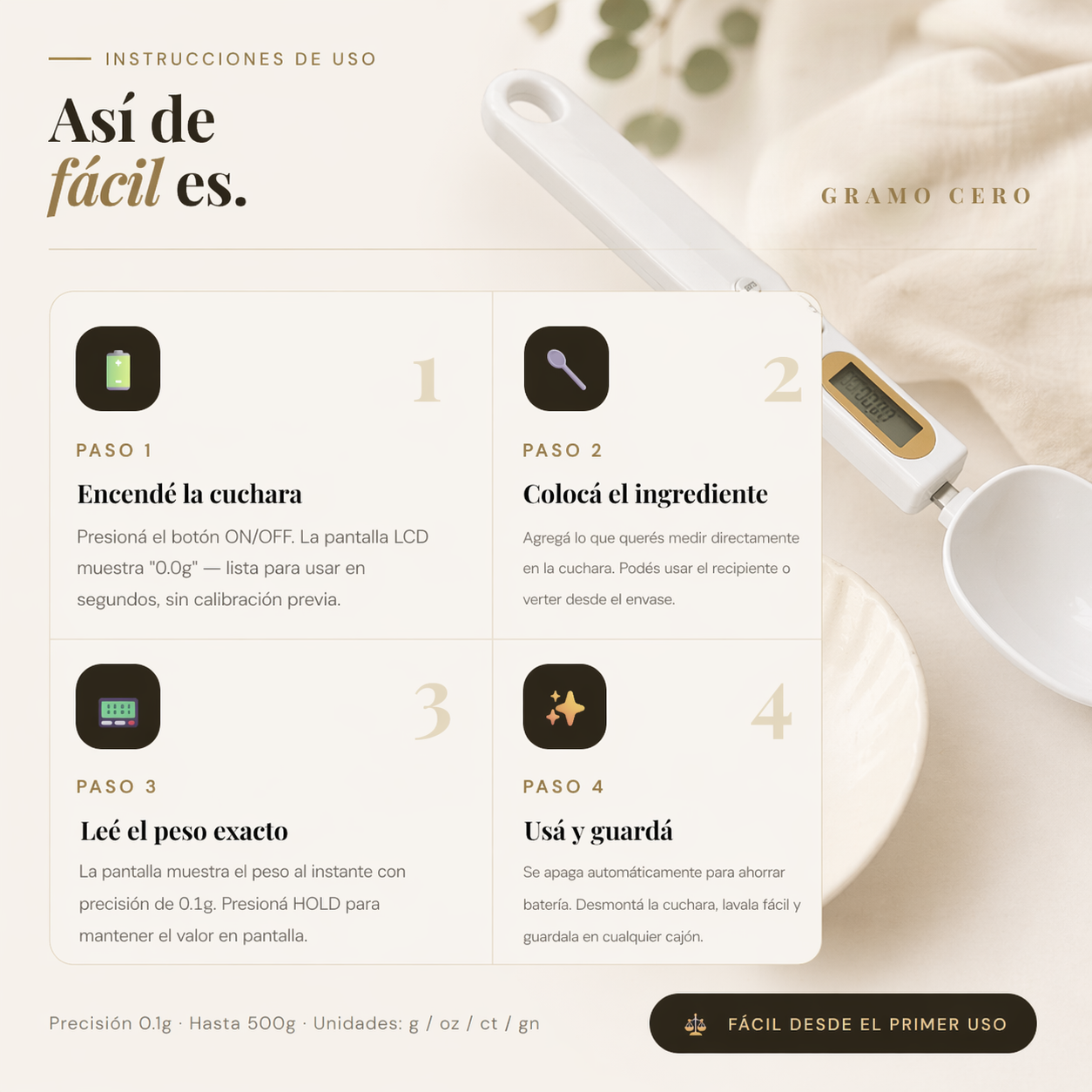 GRAMO CERO | Cuchara Medidora Digital de Precisión