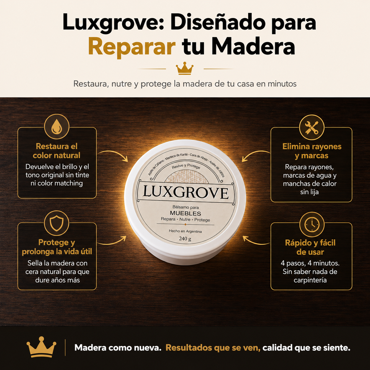 Luxgrove - Bálsamo reparador para madera